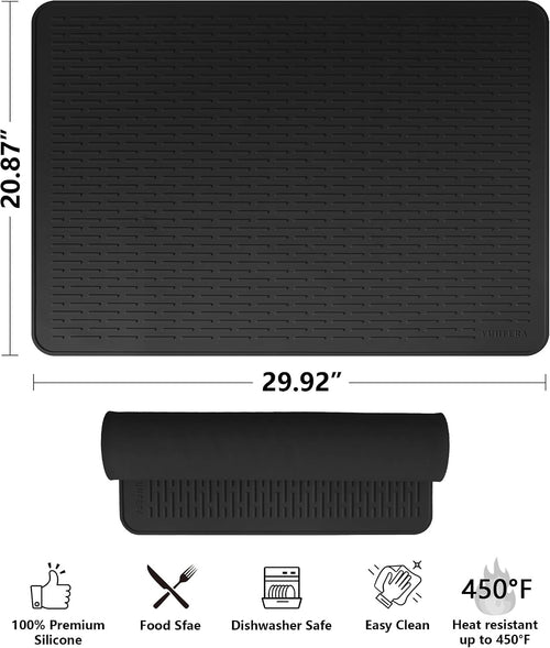 Stove Top Cover for Electric Stove - Silicone Stove Mat for Glass Top, Glass Cooktop Protector, XL Dish Drying Mats For Kitchen,Oven Covers for Electric Stove (Black,30 x 21)