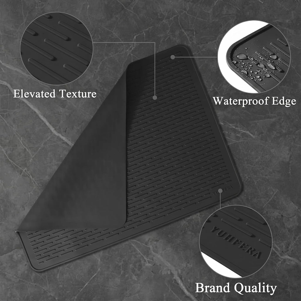 Stove Top Cover for Electric Stove - Silicone Stove Mat for Glass Top, Glass Cooktop Protector, XL Dish Drying Mats For Kitchen,Oven Covers for Electric Stove (Black,30 x 21)