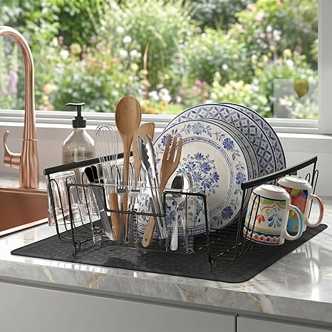YUHFERA Stove Top Cover for Electric Stove - Silicone Stove Mat for Glass Top, Glass Cooktop Protector, XL Dish Drying Mats For Kitchen,Oven Covers for Electric Stove (Black,28 x 20)