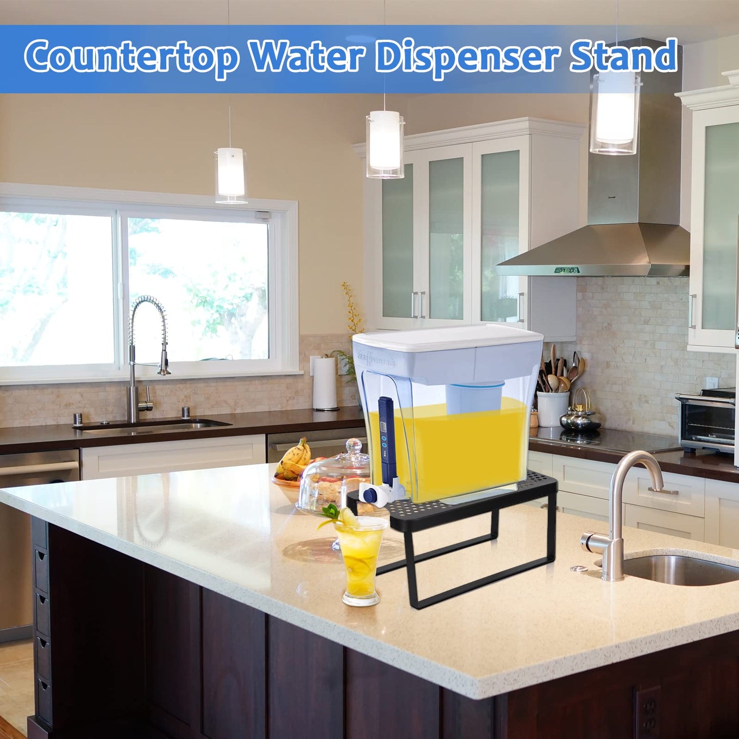 Water Dispenser Stand For Countertop-Metal Water Filter Stand, Compatible With Brita Water Pitcher & Zerowater Pitcher, Perfect for Fridge Beverage Dispenser With Spigot, Drink Dispenser Stand Only