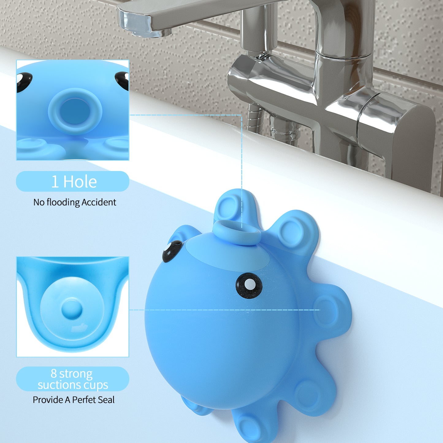 Bathtub Overflow Drain Cover - Bathtub Stopper,  Bathtub Drain Cover, Bath Tub Drain Stoppers, Tub Stopper Bathtub Drain, Drain Cover Bathroom Tub, Silicone Bathtub Overflow Cover with Suction Cups, Cute Bathroom Accessories
