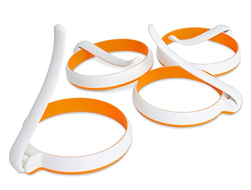 Silicone Griddle Egg Rings Pack of 4, GOYLSER Round Fried Egg Rings Set, Non Stick Pancake Mold, Silicon Egg Molds For Frying, Breakfast Mold Tool Cooking
