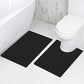Contour Bath Rugs for Toilet, GOYLSER U-Shaped Toilet Bathroom Rugs, Water Absorption Black Bathroom Rug Set, Durable Soft Cozy Toilet Floor Mat for Urine, Non Slip Easy to Clean Toilet Mat Set