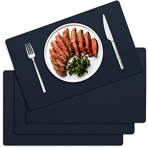 Leather Placemats Table Placemats, GOYLSER Waterproof Leather Place Mates, Non-Slip Wipeable Place Mats for Kitchen Dining