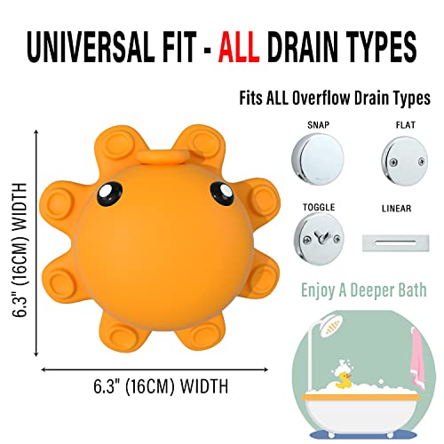 Bathtub Overflow Drain Cover - Bathtub Stopper,  Bathtub Drain Cover, Bath Tub Drain Stoppers, Tub Stopper Bathtub Drain, Drain Cover Bathroom Tub, Silicone Bathtub Overflow Cover with Suction Cups, Cute Bathroom Accessories