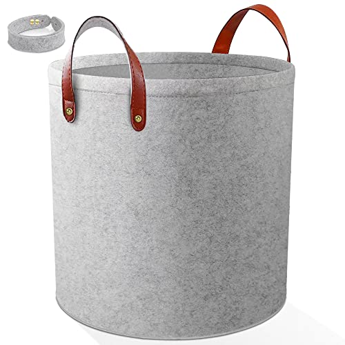 Large Laundry Hamper Clothes Basket - Collapsible Baby Kids Laundry Storage With Handles, Felt Corner XL Big Laundry Basket for Nursery Girls, Bathroom, Modern, Foldable, Portable