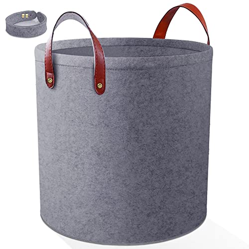 Large Laundry Hamper Clothes Basket - Collapsible Baby Kids Laundry Storage With Handles, Felt Corner XL Big Laundry Basket for Nursery Girls, Bathroom, Modern, Foldable, Portable