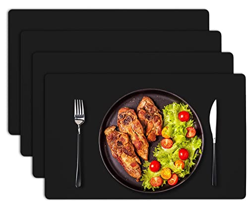 Leather Placemats Table Placemats, GOYLSER Waterproof Leather Place Mates, Non-Slip Wipeable Place Mats for Kitchen Dining