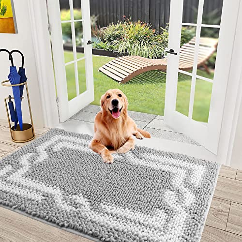 Super Absorbent Indoor Chenille Doormat, Muddy Dog Washable Rug, Quick Dry Soft Thick Microfiber Durable Absorbs Water and Moisture Go Away Door Mat Doormat for Entry
