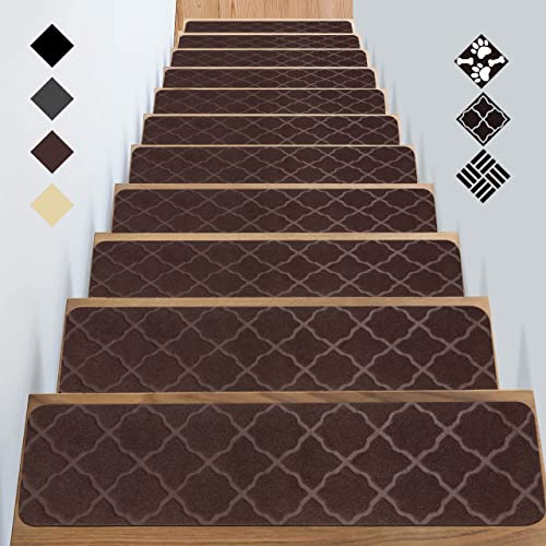 Stair Treads Carpet Peel and Stick with Self Adhesive Tape - 7 Pack Washable Felt Stair Runners for Wooden Steps Non-Slip - 100% Safety Edging Stair Carpet Runner Protector, 8"X30"