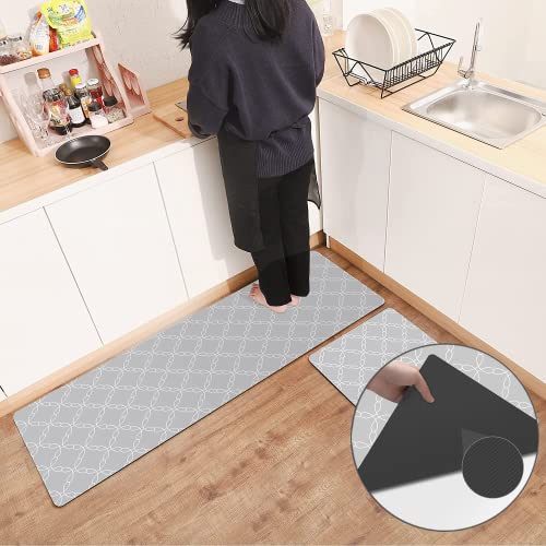 Super Absorbent Kitchen Mats for Floor Ultra Thin for Summer Using Set of 2, Rubber Backing Carpet Rugs Mat Cushioned, Quick Dry Floor Mats, Machine Washable Laundry Room Rug