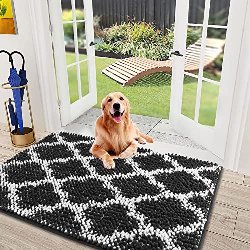 Super Absorbent Indoor Chenille Doormat, Muddy Dog Washable Rug, Quick Dry Soft Thick Microfiber Durable Absorbs Water and Moisture Go Away Door Mat Doormat for Entry