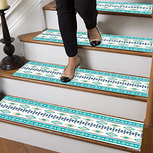 Rubber Carpet Stair Treads for Wooden Steps Non Slip, Reusable Stair Carpet Treads Stair Grips for Pet Dogs - Machine Washable Stair Pads Covers Inside, Set of 15, 8"X30"